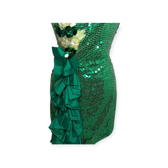 Vintage Alyce Designs Green Sequin Asymmetrical Dress Size 10 - Picture 3 of 16